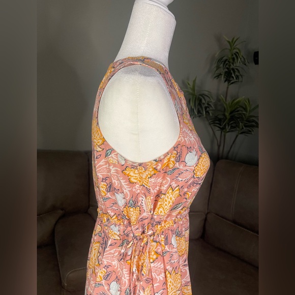 Ann Taylor LOFT Yellow Pink Boho Floral Print Sleeveless Dress Sz XS - Picture 6 of 15